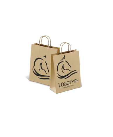 500 Sacolas de Papel Kraft ou Cartão Personalizadas G - 34 x 27 cm