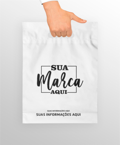 1000 Sacolas Plástica c/ Alça Vazada Personalizadas GG - 40 x 50 cm